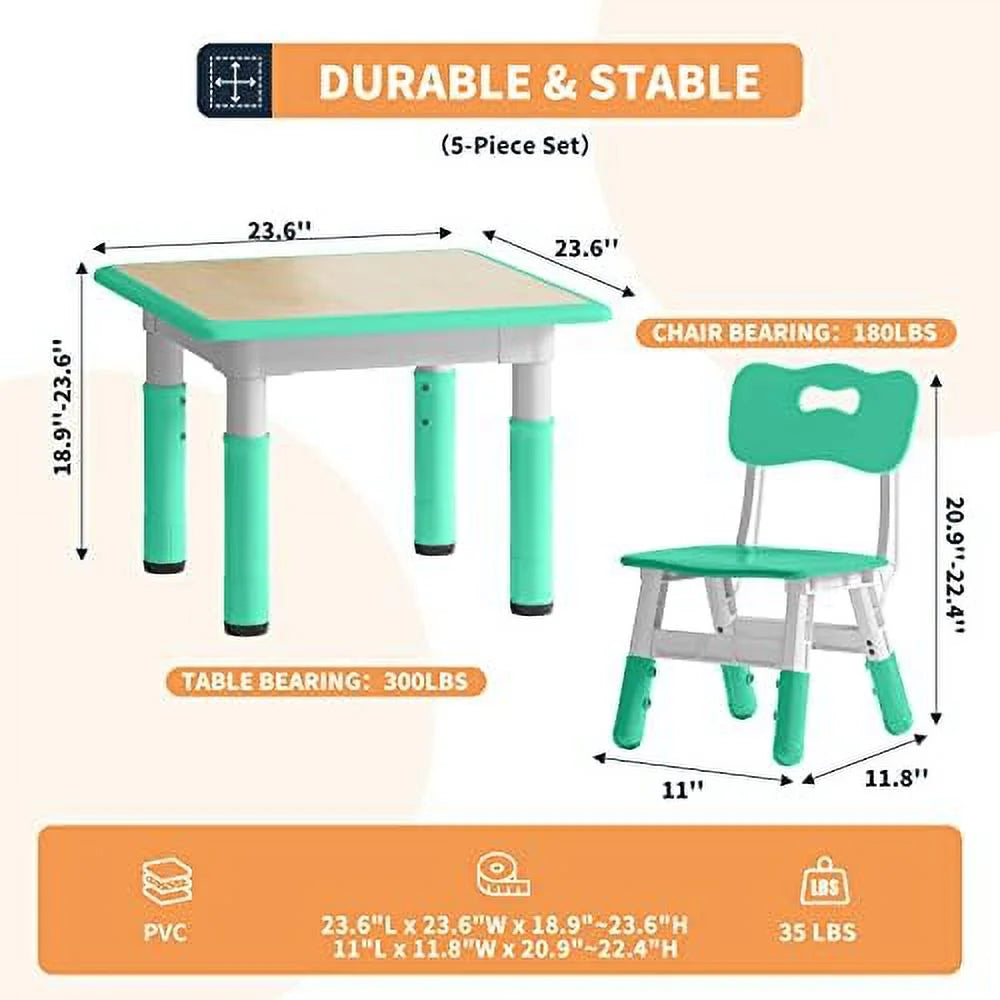 Height Adjustable Toddler Table and 4 Chairs Set R6264