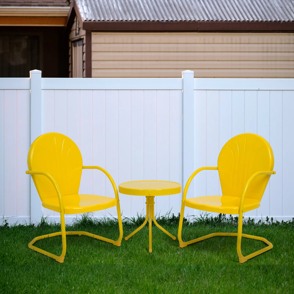 3 Piece Yellow Metal Patio Bistro Set X115
