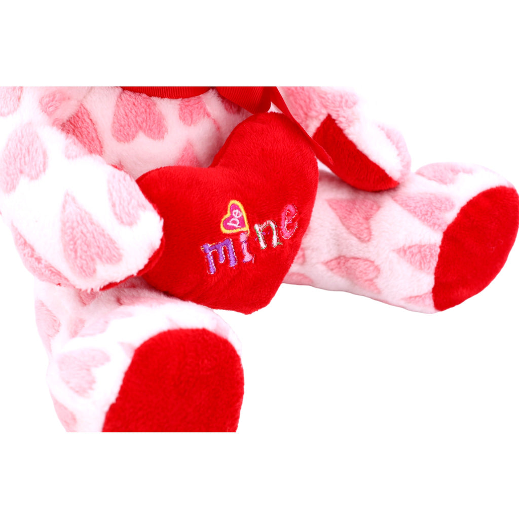 Pink Heart Plush Teddy Bear Pillow K8334