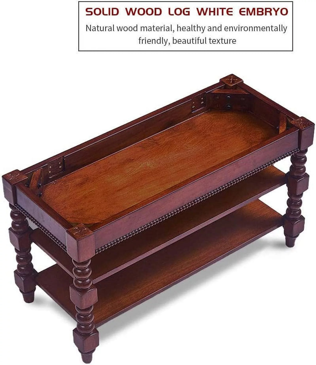 Solid Wood Shoe Storage Bench with Cushion U278863