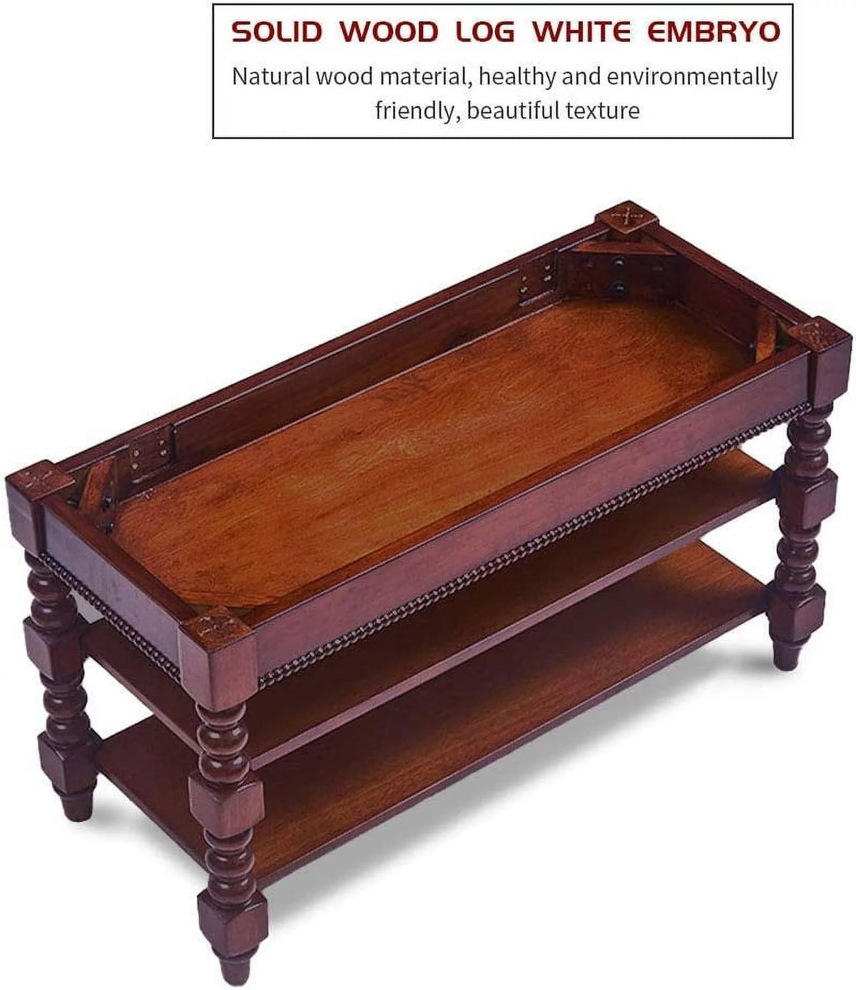 Solid Wood Shoe Storage Bench with Cushion U278863