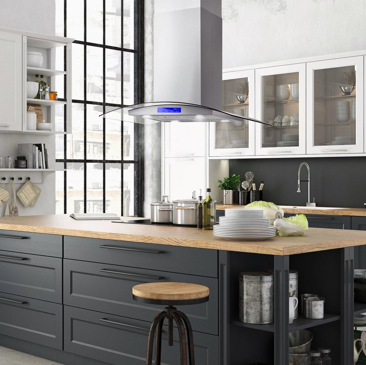 36 in. Ducted Island Range Hood in Stainless Steel O897510