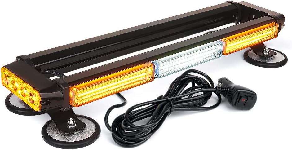 White Amber COB LED Strobe Light Bar Double Side Hazard Warning Beacon Lights w/Magnetic Base Pack of 2 X124712