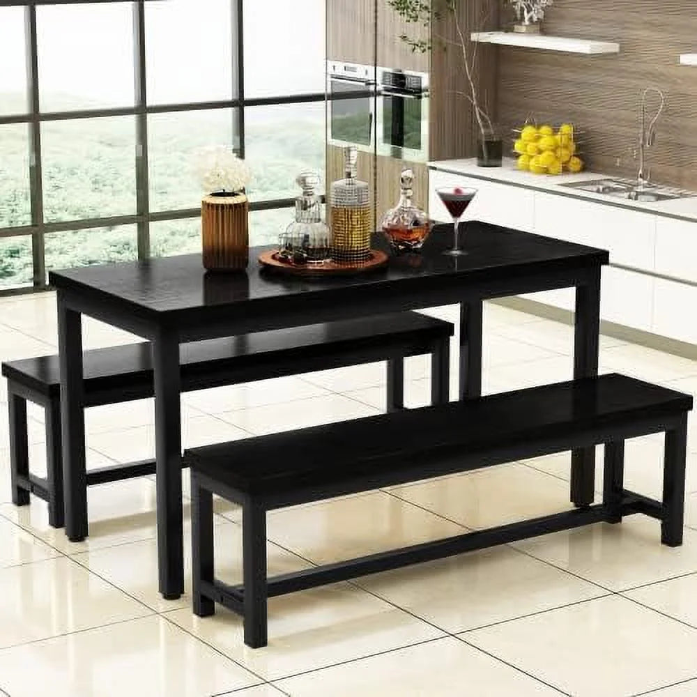 Black 4 Person Space Saving Kitchen Table Set with Rack Z2953