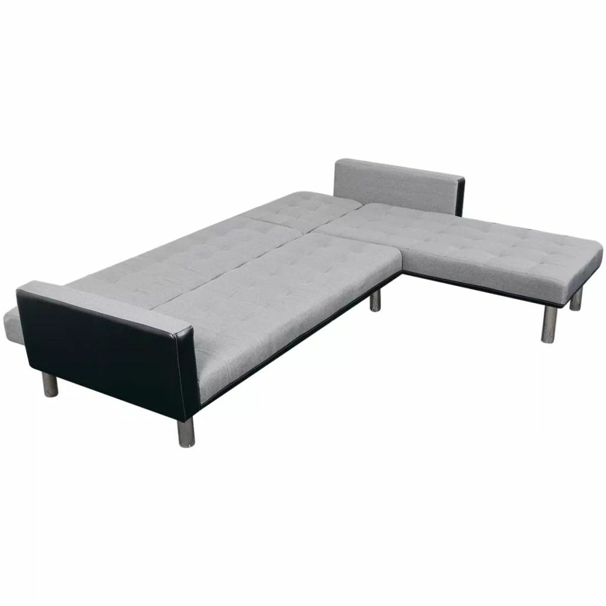 L-shaped Sofa Bed Fabric Black and Gray S649610