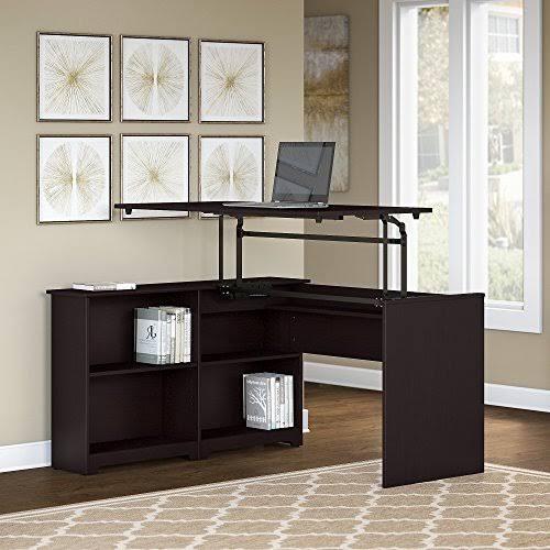 Espresso Oak Corner Bookshelf Desk D69945
