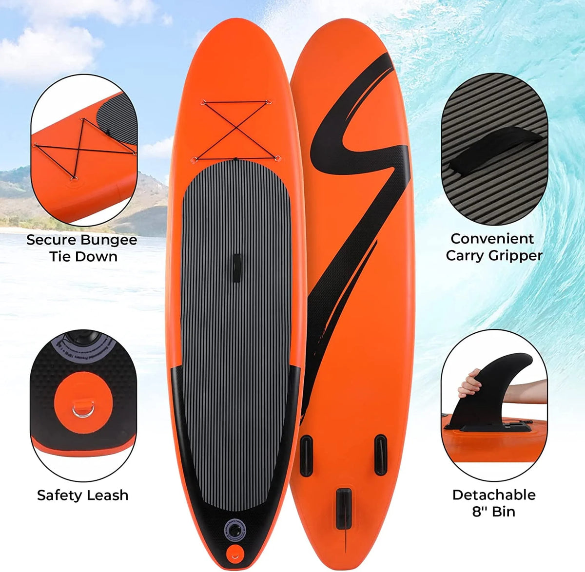 Inflatable Stand Up Paddle Board with Backpack, Leash, Paddle, Hand Pump & Repair Kit U445
