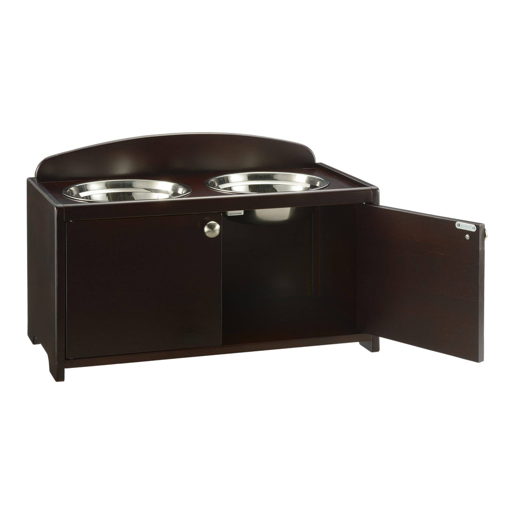 Dark Brown Wooden Pet Feeder B270