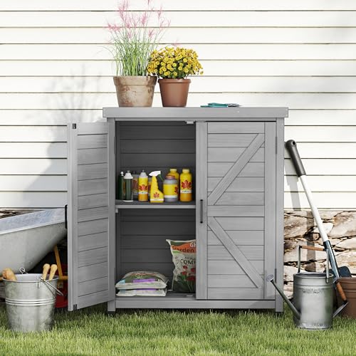 Potting Bench with Storage Cabinet and Metal Table Top M590