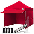 10 x 10 Pop up Canopy Tent with 4 Removable Sidewalls and Roller Bag White U934