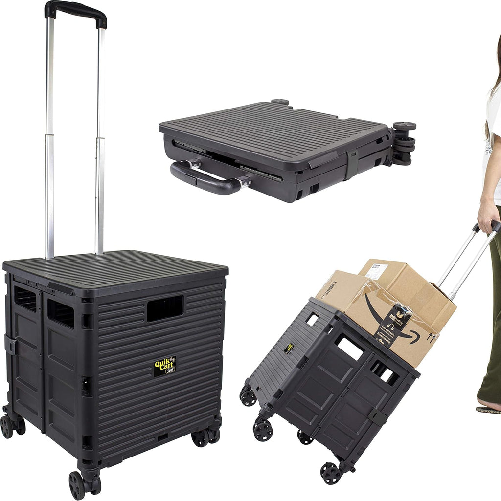 Black Heavy Duty Collapsible Utility Cart with Seat K85999