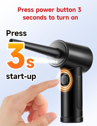 Compressed Air Duster 3-Gear 51000RPM Cordless Rechargeable LED Light Black L1518