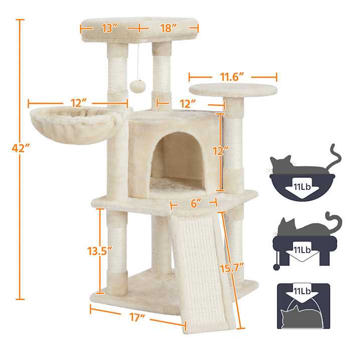 Plush Cat Tree Condo with Basket Z8329