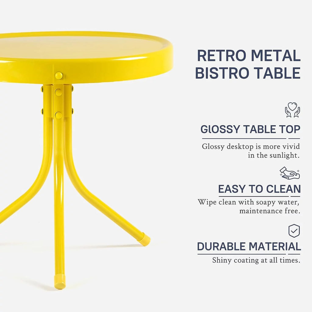 3 Piece Yellow Metal Patio Bistro Set X115