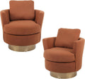Orange Velvet Swivel Barrel Chair with Gold Stainless Steel Base Y4668