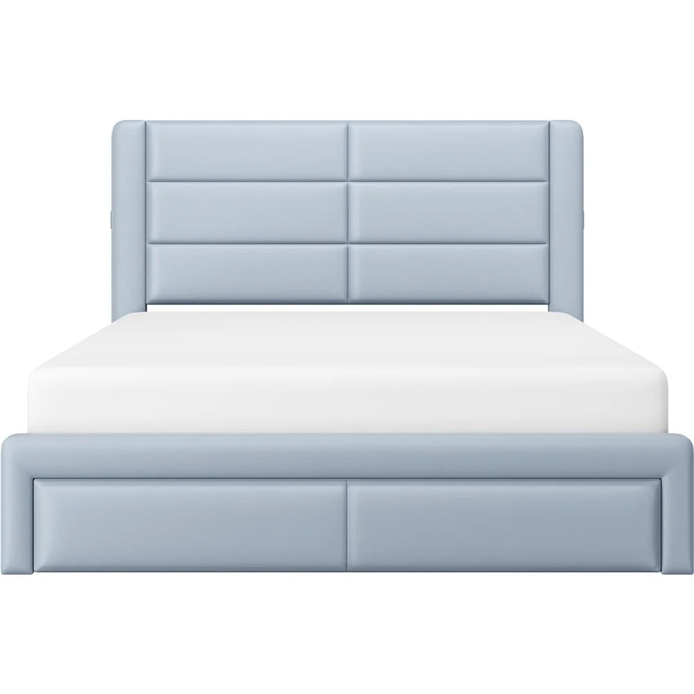 Upholstered Queen Bed with 3 Storage Drawers and USB Ports T52474