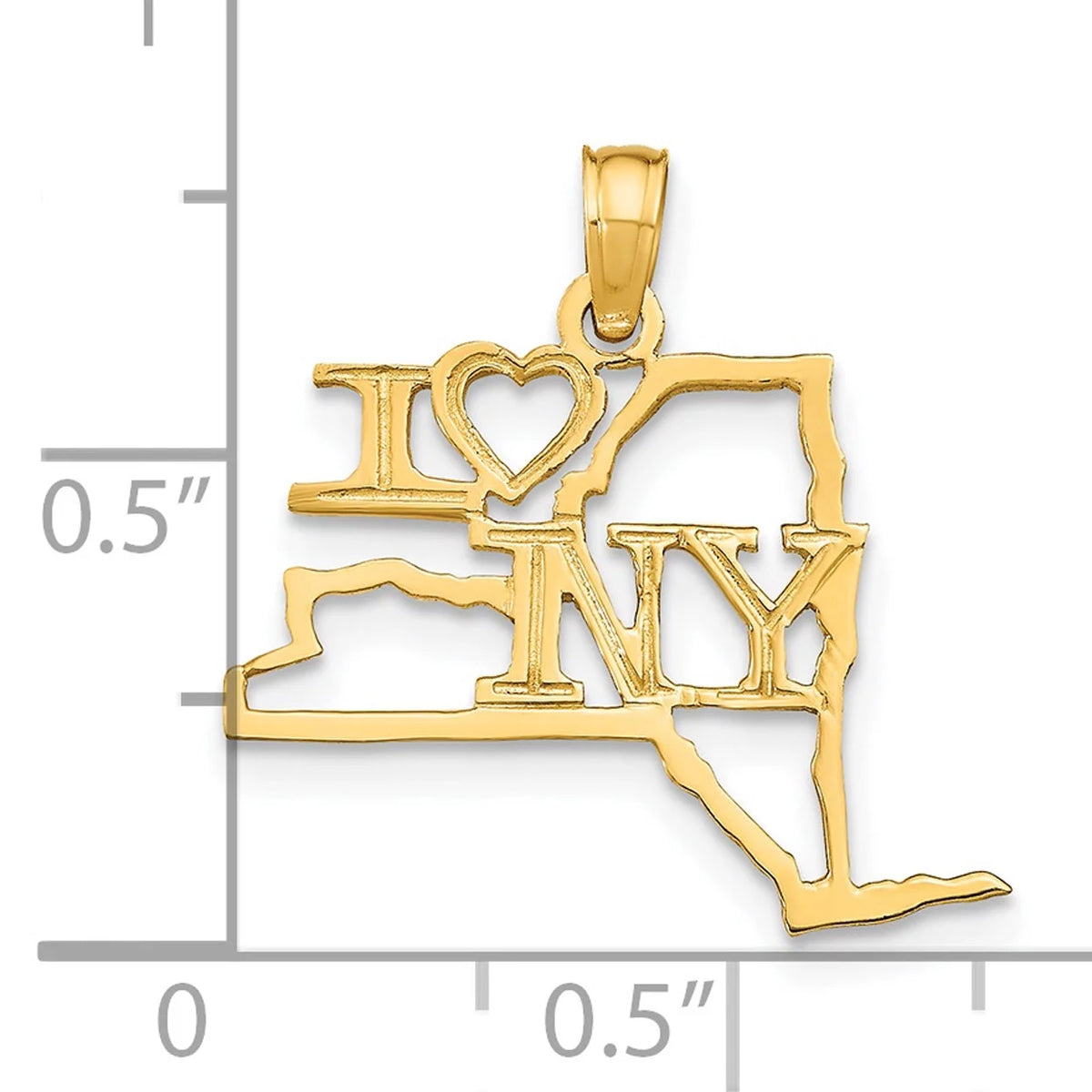 14K Yellow Gold New York State Pendant Charm Necklace 16'' S3194