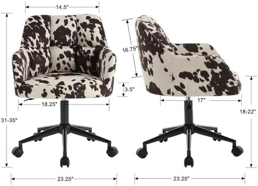 Velvet Cow Print Swivel Office Desk Chair with Wheels and Arms P13441