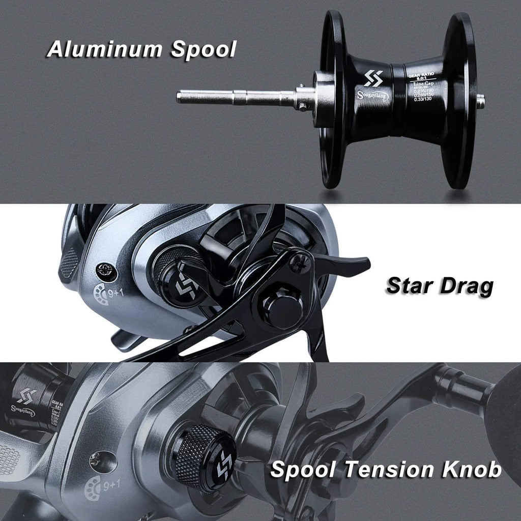 Baitcasting Fishing Reel with 9+1 Ball Bearings, Gear Ratio 8.0:1 Y300663