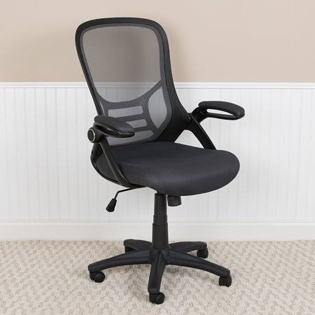 High Back Dark Gray Mesh Ergonomic Swivel Office Chair with Black Frame and Flip-Up Arms E88705