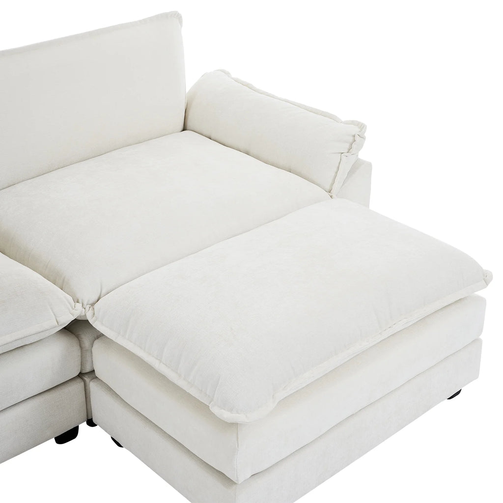 Dark Grey Chenille L Shaped Sectional Sofa with Ottoman K322408