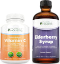 Vitamin C 1000mg + Organic Elderberry Syrup Bundle - 365 Vegan Capsules + 16 fl oz X750929