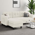 76 Inch L Shaped Corduroy Convertible Sectional Sofa with Reversible Storage Ottoman B953243