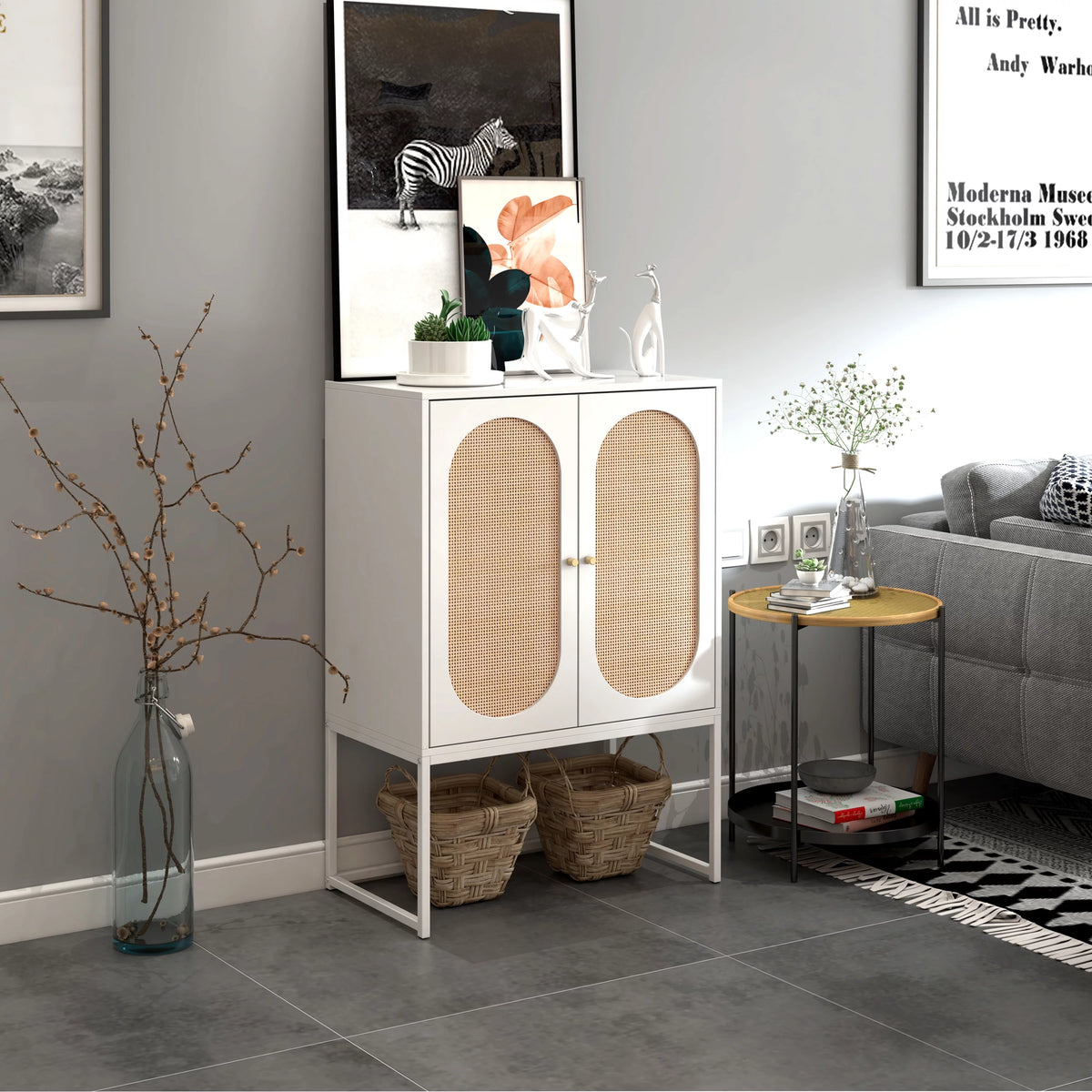 Natural Rattan 2 Door Free Standing Cabinet Z760