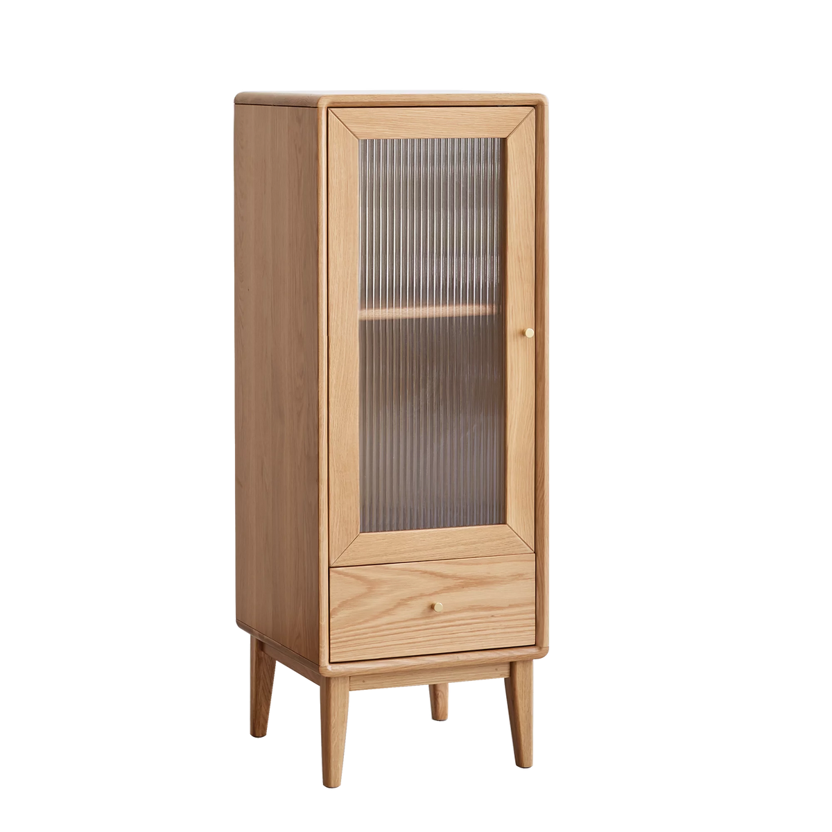 Solid Oak Storage Cabinet with Glass Door F3132