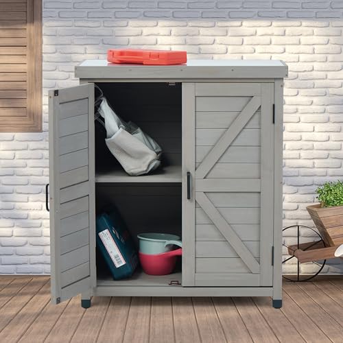 Potting Bench with Storage Cabinet and Metal Table Top M590