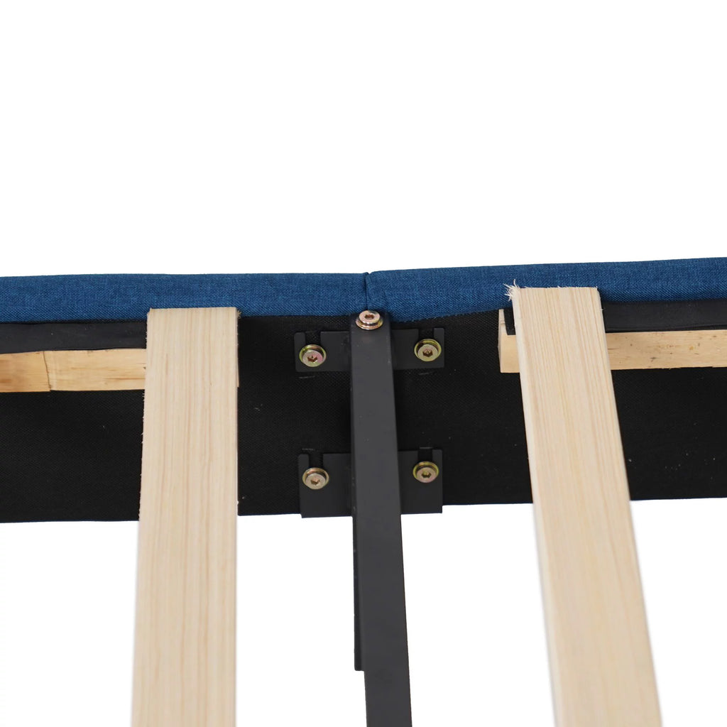 Queen Size Wood Bed Frame with Headboard Blue V773683