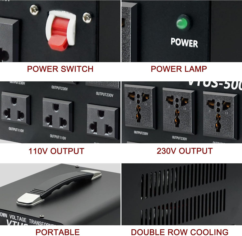 5000 Watt Voltage Converter Transformer with Circuit Breaker Protection G9153