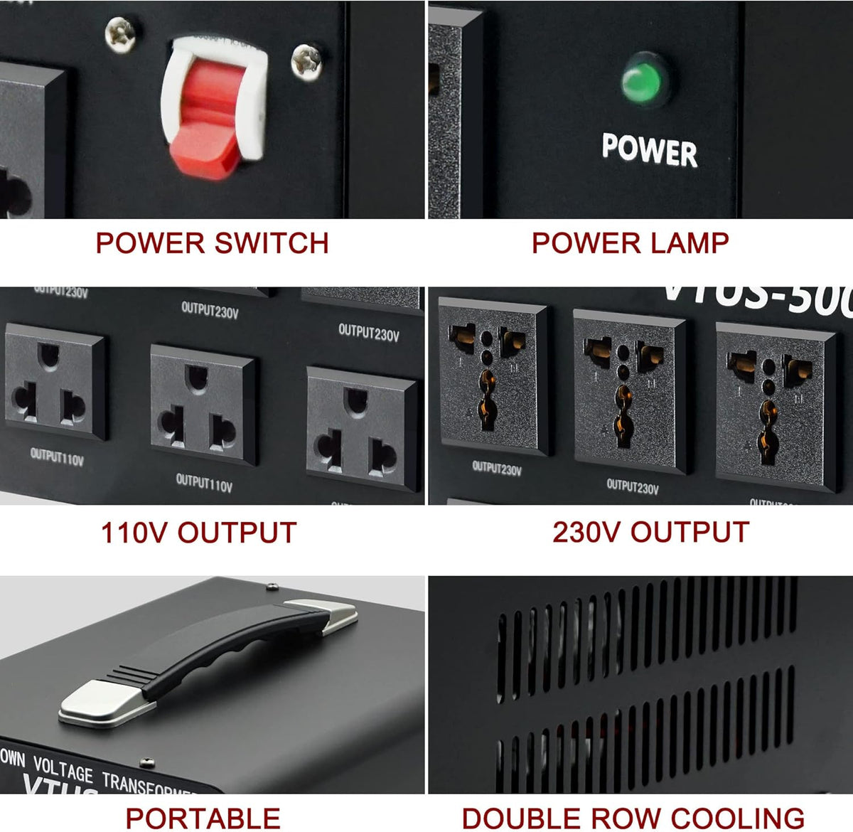5000 Watt Voltage Converter Transformer with Circuit Breaker Protection G9153