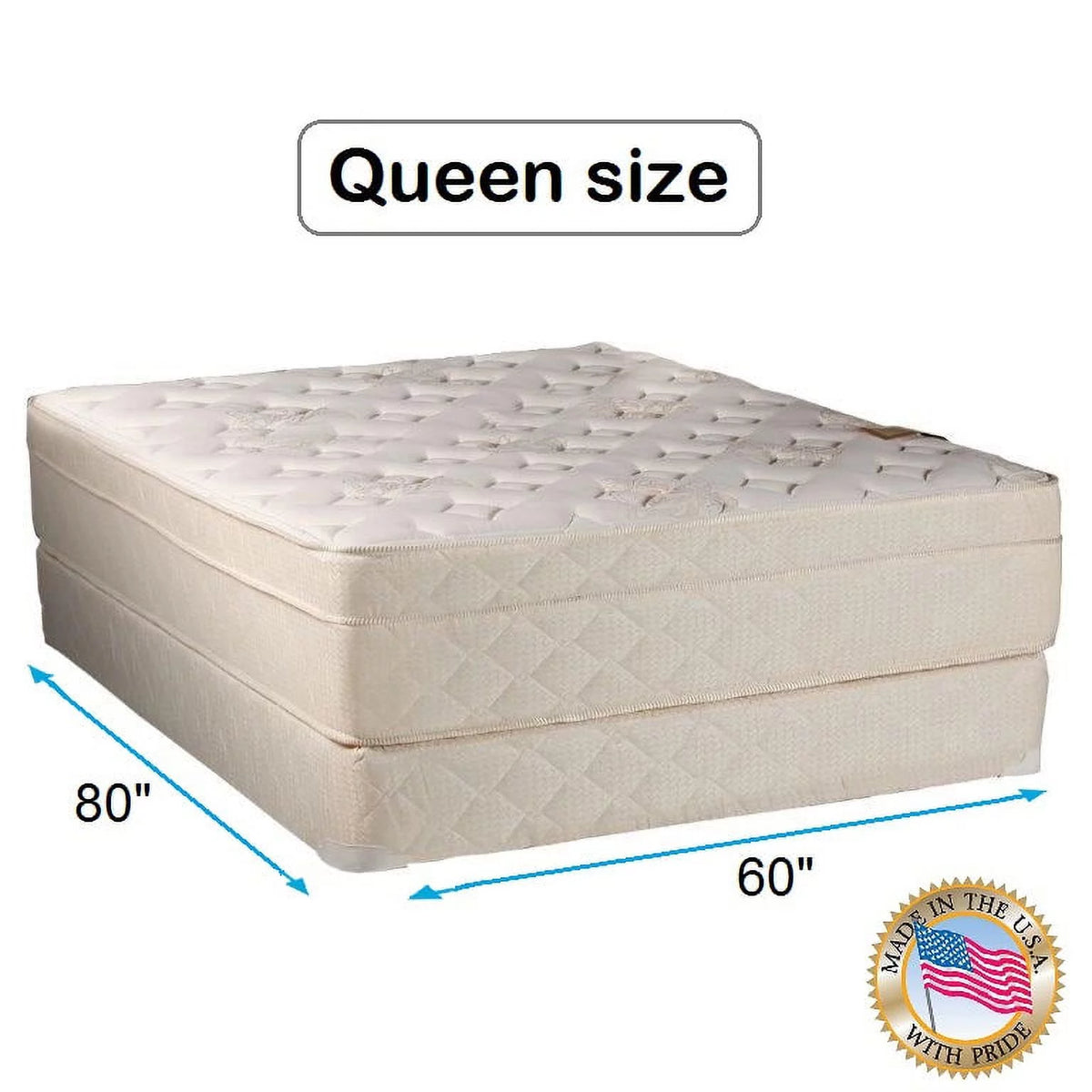Queen Size Firm Pillowtop Foam Encased Mattress Set with Bed Frame P4263