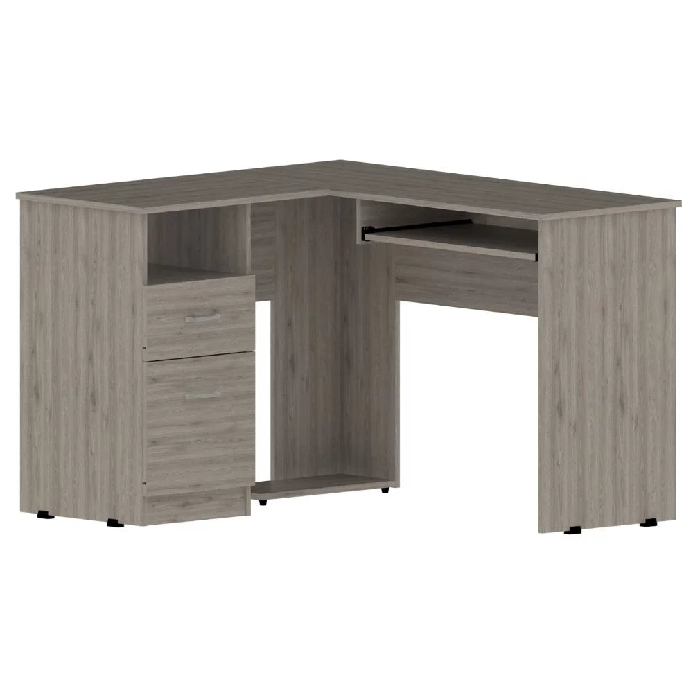 L-Shaped Desk with Keyboard Shelf Light Gray W1849
