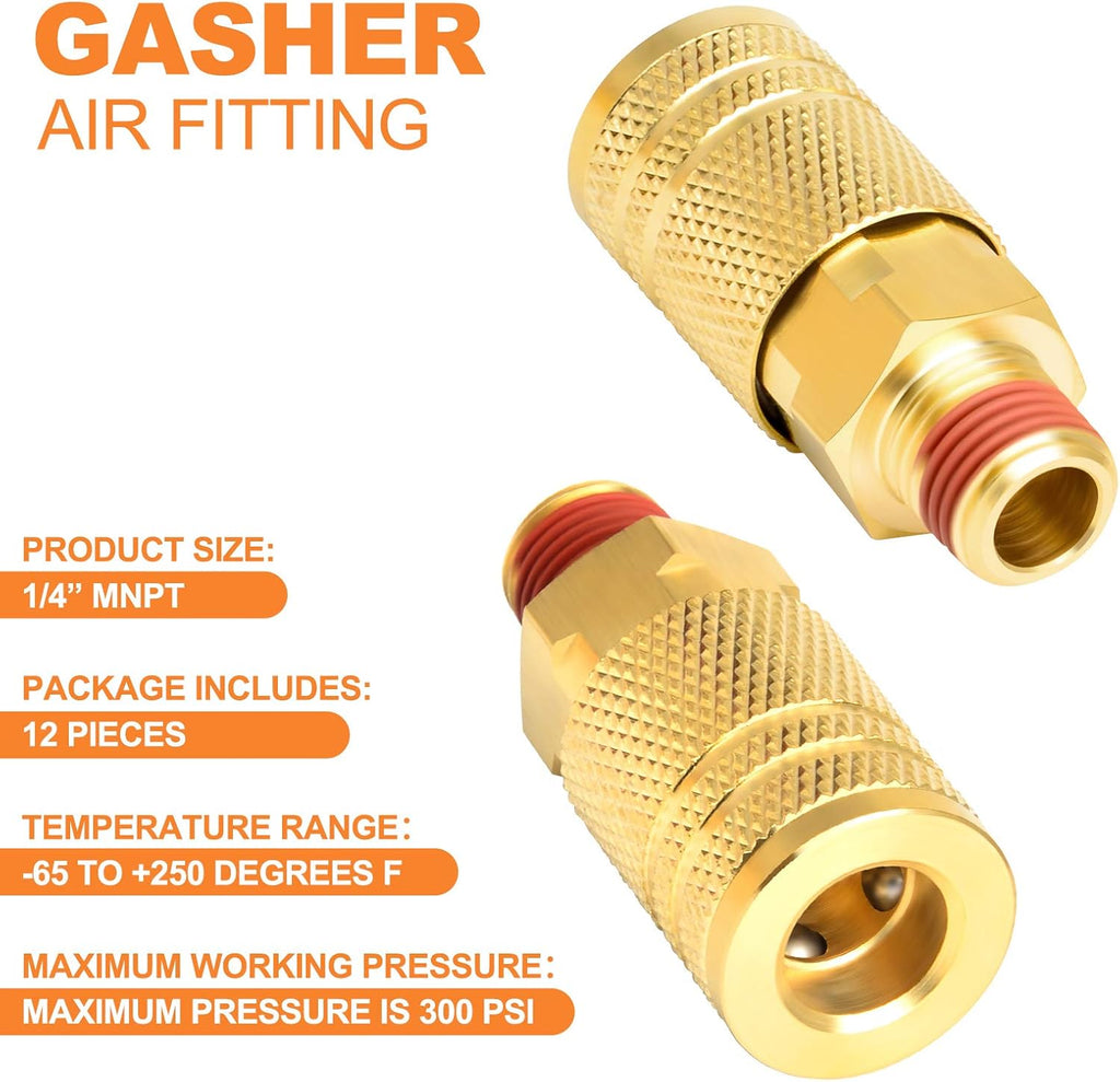 12PCS 1/4-Inch Brass Quick Connect Air Coupler Q8879