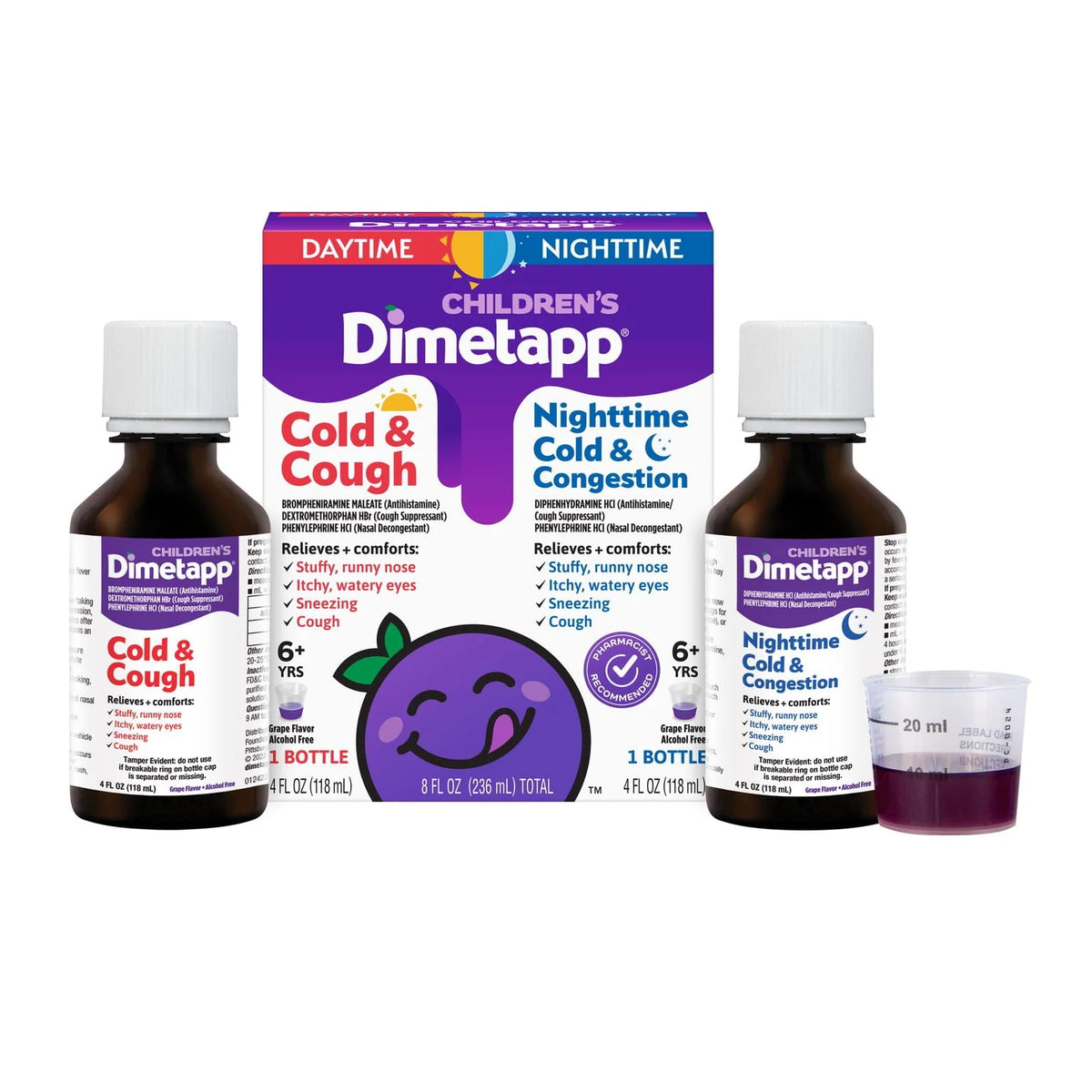 Grape Flavor Alcohol-Free Cold & Cough Medicine 4 oz Liquid Bottles H44198