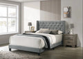 Gray Full Size Fabric Upholstered Panel Bed 2 Nightstand Set A502