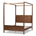 Queen Size Walnut Finished Wood Canopy Bed Q552