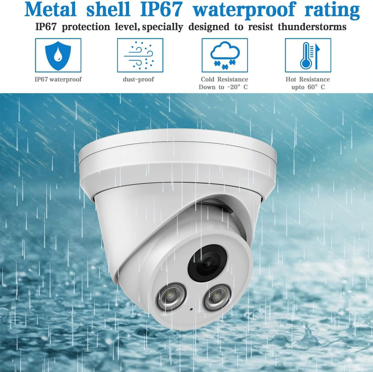 4K UltraHD 8MP Outdoor Security PoE IP Turret Camera with Microphone, 2.8mm Wide Angle, 98ft Night Vision, H.265, IP67 Waterproof O930555