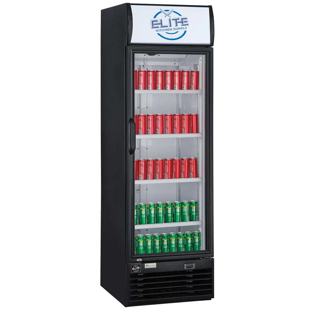 Black Single Glass Door Beverage Display Cooler Refrigerator O970097