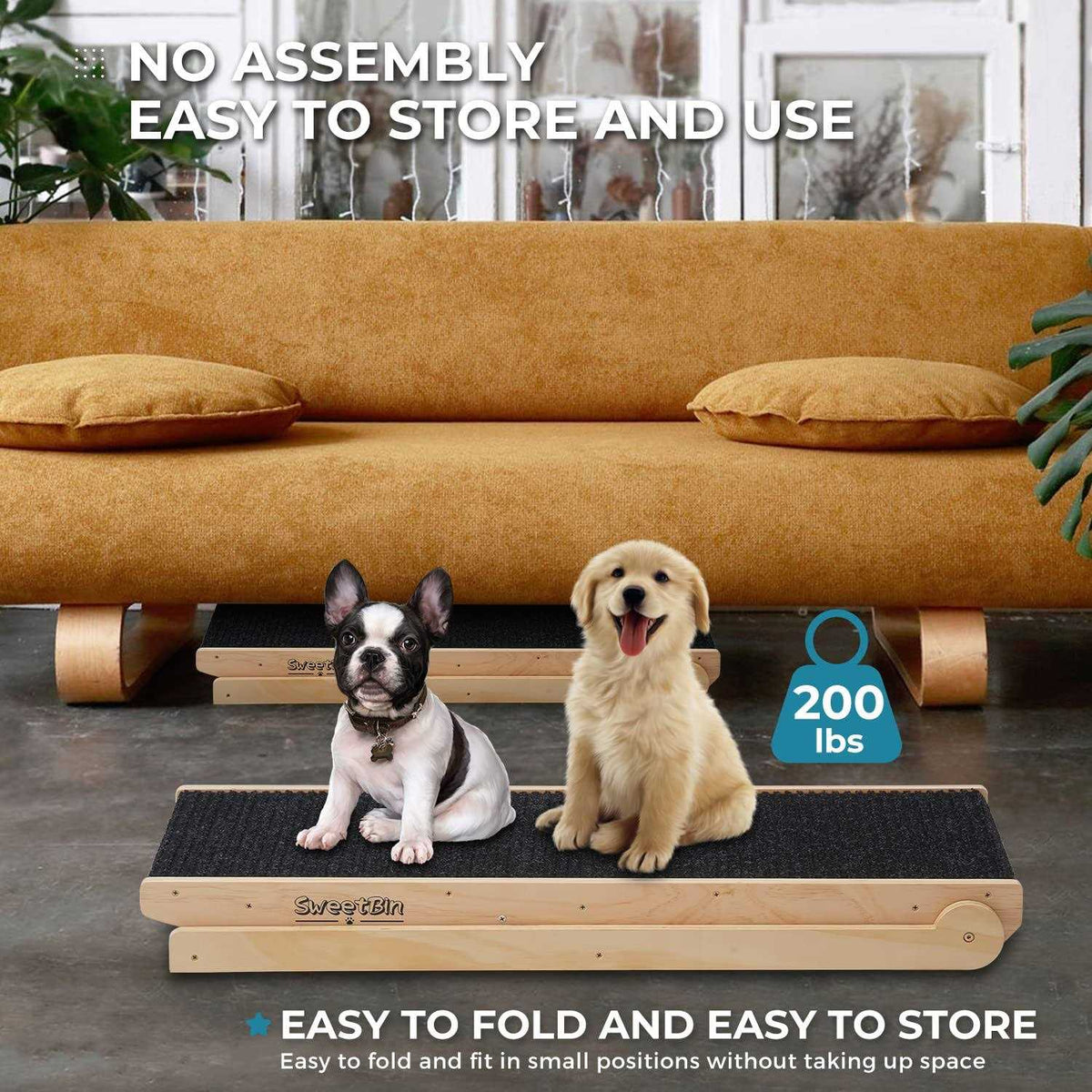 Wooden Adjustable Pet Ramp Non Slip Carpet C756