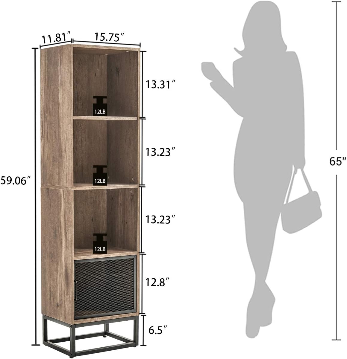 Industrial Bookcase with Drawers P764868