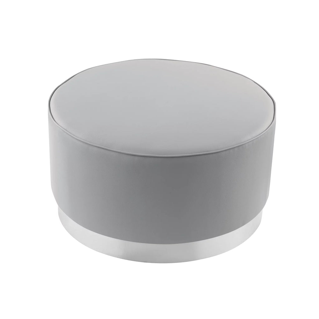 Leather or Velvet Cocktail Ottoman with Chrome or Gold Trim Base R870295