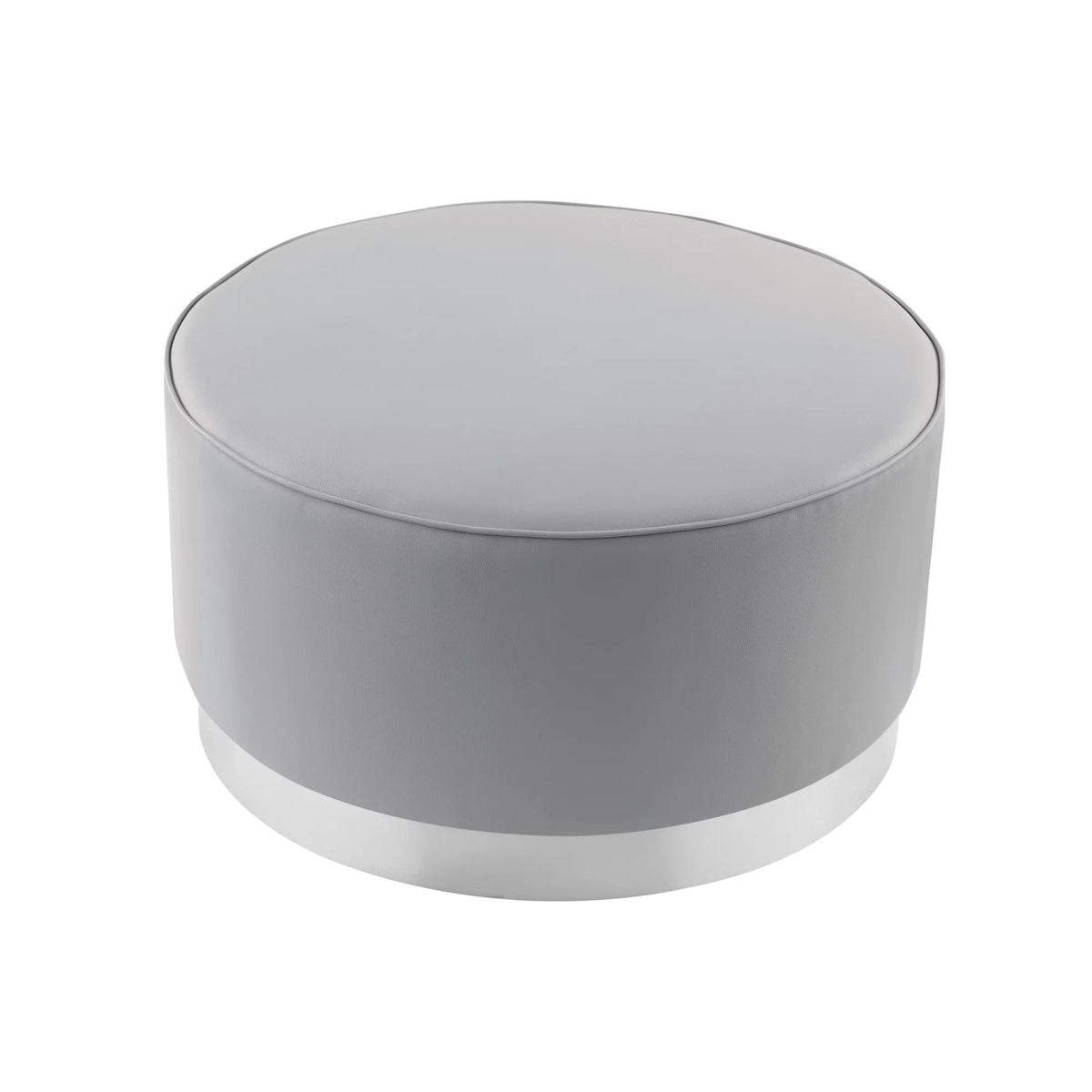 Leather or Velvet Cocktail Ottoman with Chrome or Gold Trim Base R870295