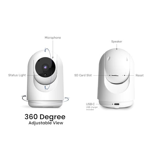 Indoor Security Camera with Motion Detection, Night Vision, 2-Way Audio, 1080p HD, White O822