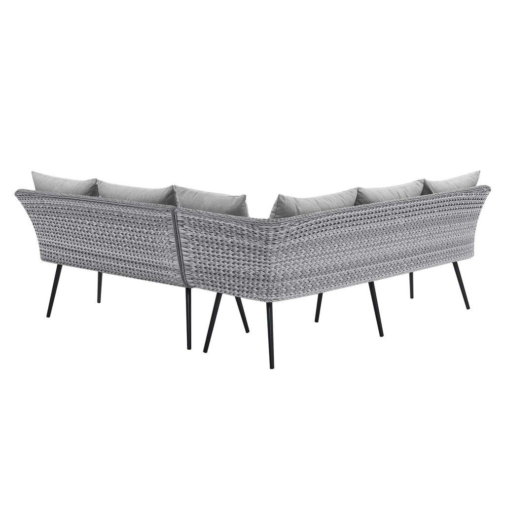 Grey Rattan Sectional Sofa U156