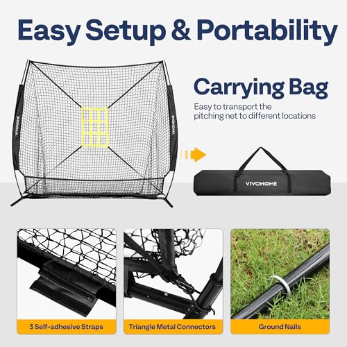 7 x 7 ft Baseball Softball Hitting Net with Carry Bag H7158