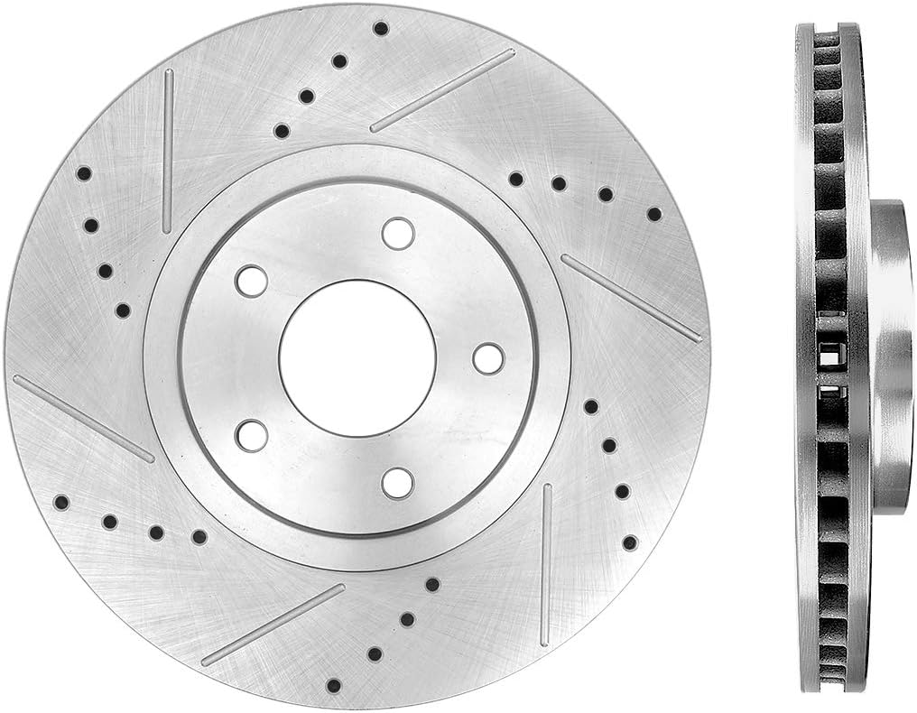 Front Drilled & Slotted 5 Lug Rotors A122115