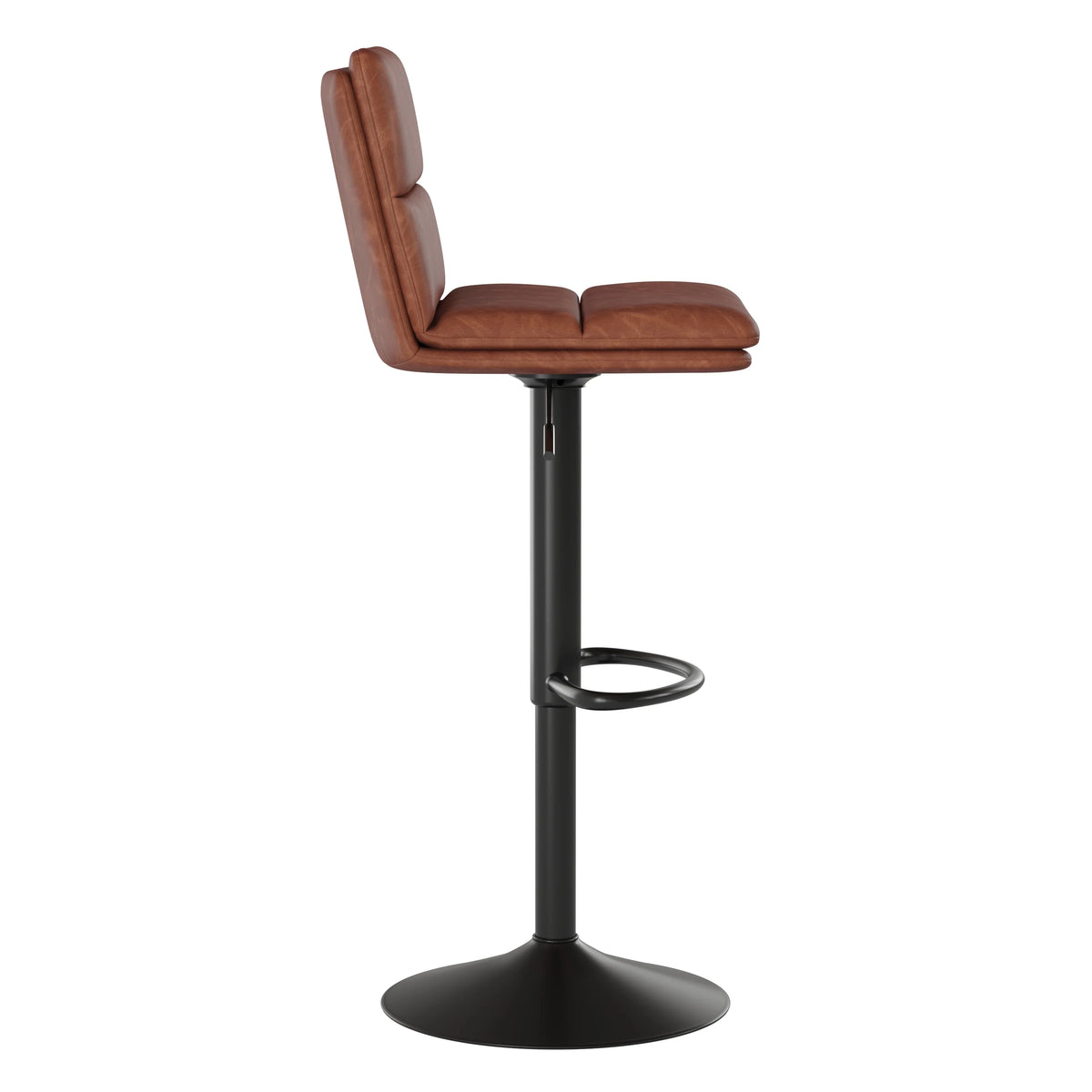 Set of Two Faux Leather Swivel Stools with Foam Padding and Matte Black Steel Base S58311